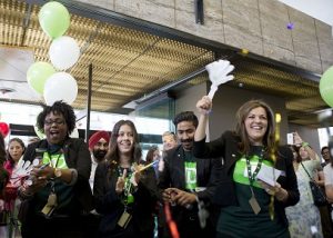 TD employees greet customers with a surprise thank-you appreciation event and hand out a green envelope containing $20 to each customer - a small gift to say "Thank You." Over 30, 000 TD customers across Canada simultaneously received a surprise #TDThanksYou.